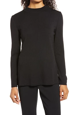 Ming Wang Long Sleeve Knit Tunic Black at Nordstrom,