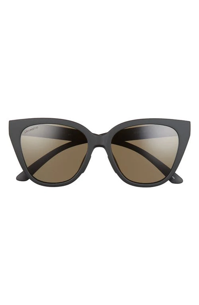 Smith Era 55mm Polarized Cat Eye Sunglasses in Matte Black/Chromapop Grey at Nordstrom