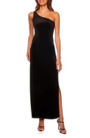 Susana Monaco One-Shoulder Stretch Velvet Gown Black at Nordstrom,