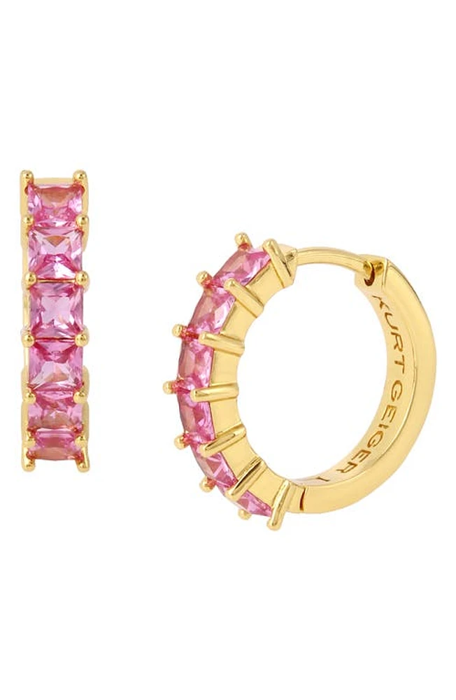 Kurt Geiger London Crystal Huggie Hoop Earrings in Fuchsia at Nordstrom