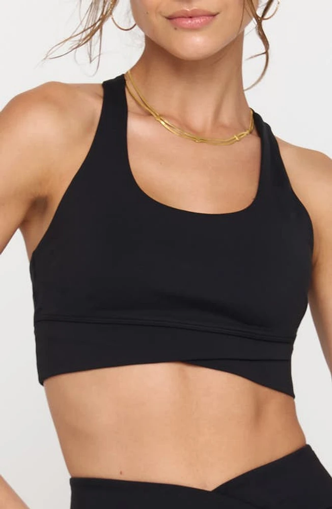 Spiritual Gangster Evie Wrap Front Sports Bra Black at Nordstrom,