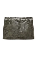 MANGO Croc Embossed Faux Leather Miniskirt Khaki at Nordstrom,