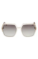 GUESS 56mm Square Sunglasses in White /Gradient Green at Nordstrom