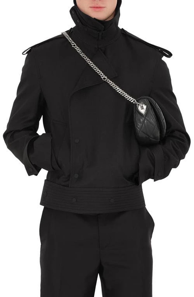 burberry Silk Blend Trench Jacket Black at Nordstrom,