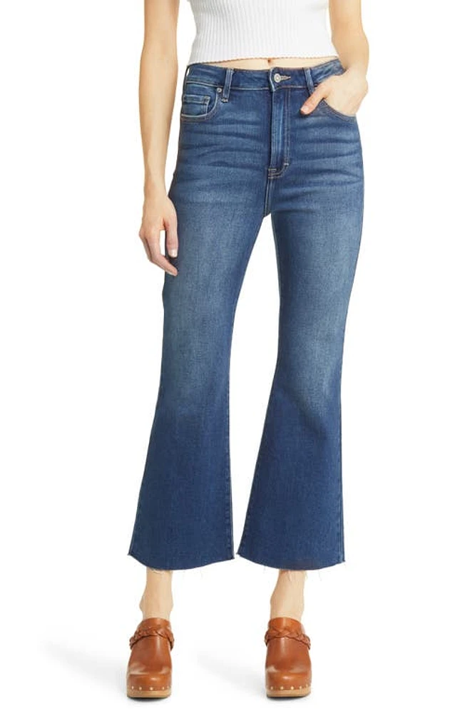 HIDDEN Jeans Happi Raw Hem High Waist Crop Flare Dark Wash at Nordstrom,