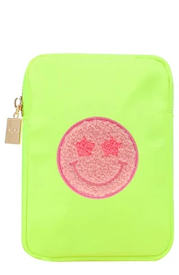 Bloc Bags Mini Smiley Cosmetics Bag in Neon Yellow at Nordstrom