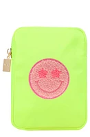 Bloc Bags Mini Smiley Cosmetics Bag in Neon Yellow at Nordstrom