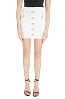 Balmain Button Detail Rib Stitch Skirt in 0Fa White at Nordstrom, Size 6 Us