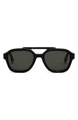 'Fendi Bilayer 52mm Geometric Sunglasses in Shiny Black /Smoke at Nordstrom