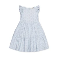 Hope & Henry Girls' Organic Flutter Sleeve Tiered Eyelet Dress, Infant Pale Blue at Nordstrom,