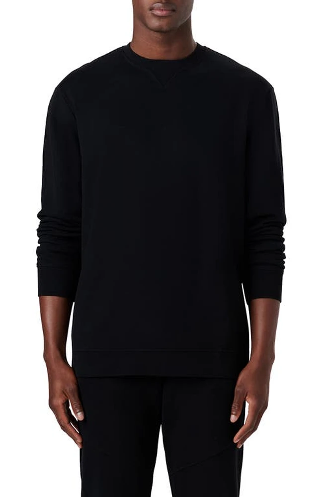 Bugatchi Comfort Crewneck Cotton Sweatshirt in Black at Nordstrom, Size Medium