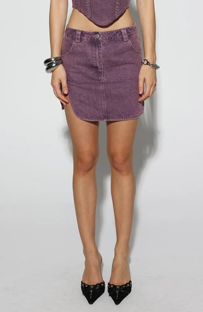 BY. DYLN Zayne Denim Miniskirt Purple Acid Wash at Nordstrom,