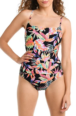 La Blanca Lingerie Floral One-Piece Swimsuit Black at Nordstrom,