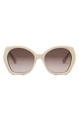 'Fendi Lettering 57mm Gradient Butterfly Sunglasses in Shiny Beige /Gradient Brown at Nordstrom