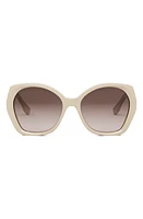 'Fendi Lettering 57mm Gradient Butterfly Sunglasses in Shiny Beige /Gradient Brown at Nordstrom