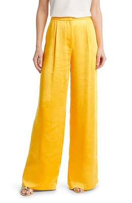 Milly Noelani Satin Cady Wide Leg Pants Mango at Nordstrom,