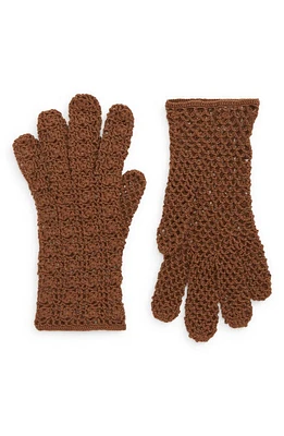 Seymoure Hand Crochet Merino Wool Gloves in Heather Taupe at Nordstrom