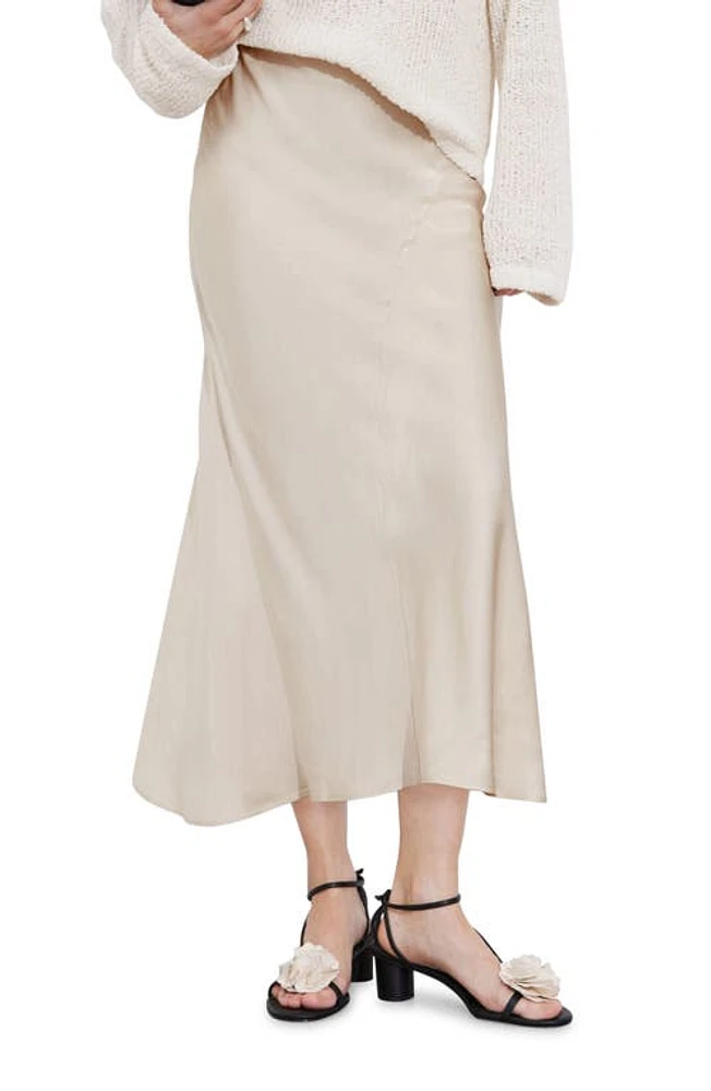 & Other Stories Satin Midi Skirt White Dusty Light at Nordstrom,