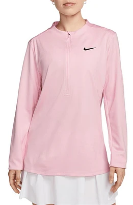 Nike Dri-FIT UV Advantage Half Zip Pullover in Medium Soft Pink/Black at Nordstrom, Size Small Regular