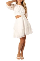 Petal & Pup Tabitha Puff Sleeve Cutout Minidress Cream at Nordstrom,