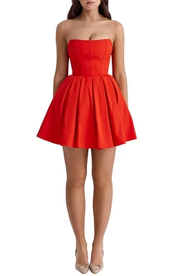 HOUSE OF CB Emmanuela Strapless Corset Fit & Flare Minidress Flame Scarlet at Nordstrom,