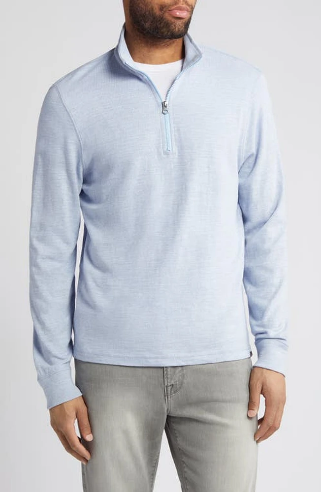 Faherty Sunwashed Quarter Zip Pullover in Ice Blue Heather at Nordstrom, Size Small