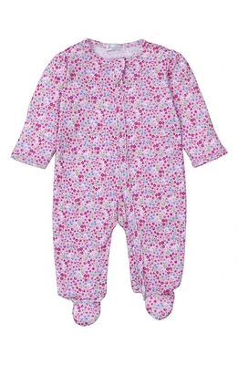 Kissy Floral Pima Cotton Zip Footie Pink at Nordstrom,