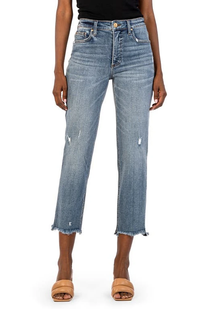 KUT from the Kloth Rachael Fab Ab Frayed High Waist Crop Mom Jeans Built at Nordstrom,