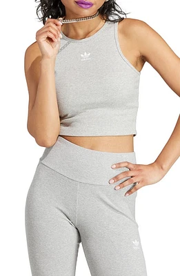 adidas Adicolor Essentials Rib Crop Tank in Medium Grey Heather at Nordstrom, Size X-Small Regular