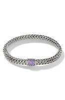 John Hardy Classic Chain Reversible 6.5mm Bracelet in Silver/Amethyst at Nordstrom, Size Medium