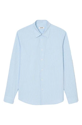 sandro Flow Raye Pinstripe Button-Up Shirt Light Blue at Nordstrom,