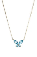 Bony Levy 14K Gold Blue Topaz Butterfly Pendant Necklace in 14K Yellow Gold at Nordstrom, Size 18