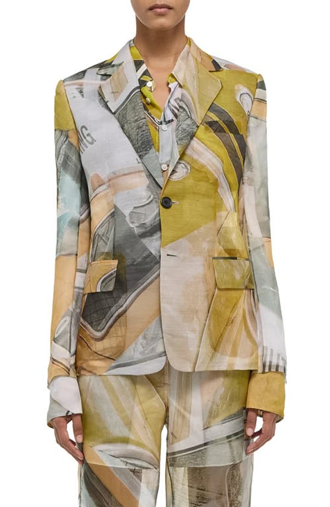 Helmut Lang Print Blazer Yellow Car at Nordstrom,