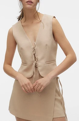 VERO MODA Rose Tie Front Vest Nomad at Nordstrom,