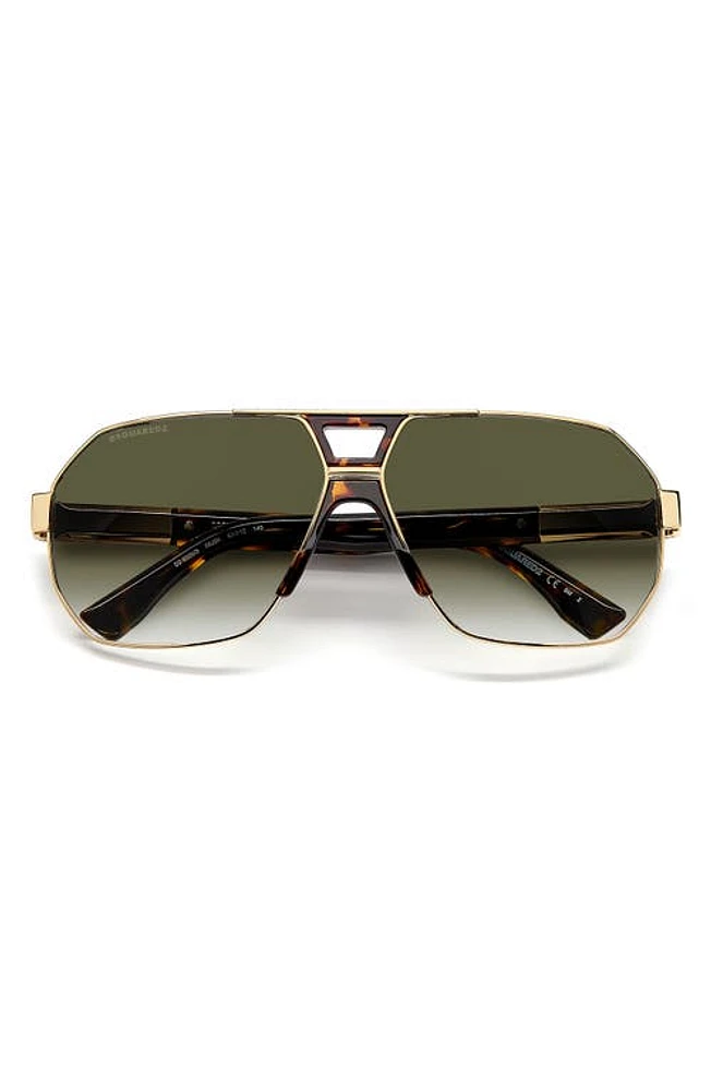 Dsquared2 63mm Aviator Sunglasses in Gold Havana /Green Shaded at Nordstrom