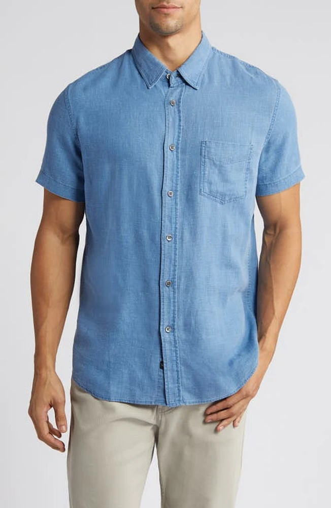 Rails Paros Short Sleeve Linen Blend Button-Up Shirt Celsius at Nordstrom,