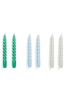 HAY Spiral 6-Pack Assorted Candles in Green Light Blue Light Grey at Nordstrom