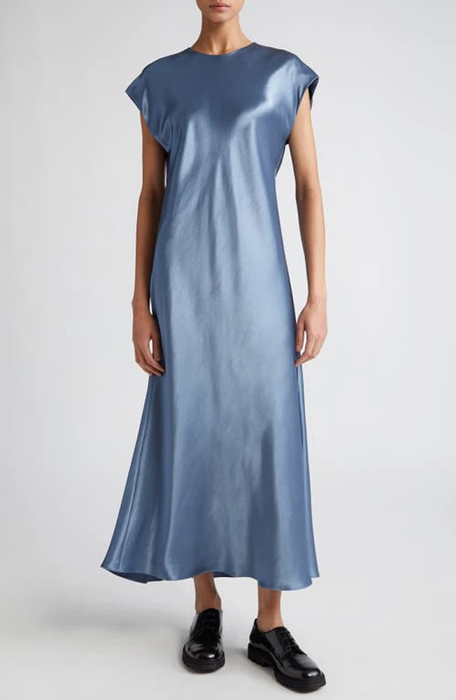 PARTOW Fern Cap Sleeve Satin Dress Baltic at Nordstrom,