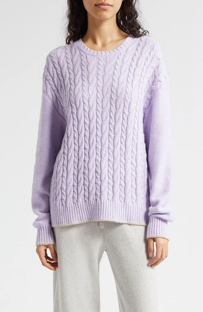 ATM Anthony Thomas Melillo Cable Crewneck Sweater Pale Orchid at Nordstrom,