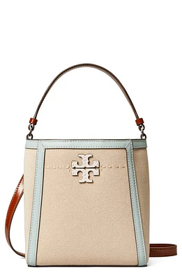 Tory Burch Small McGraw Canvas Bucket Bag in Natural /Sea Bubble at Nordstrom