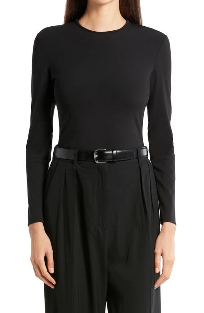 The Row Iverness Long Sleeve Jersey Pullover Black at Nordstrom,