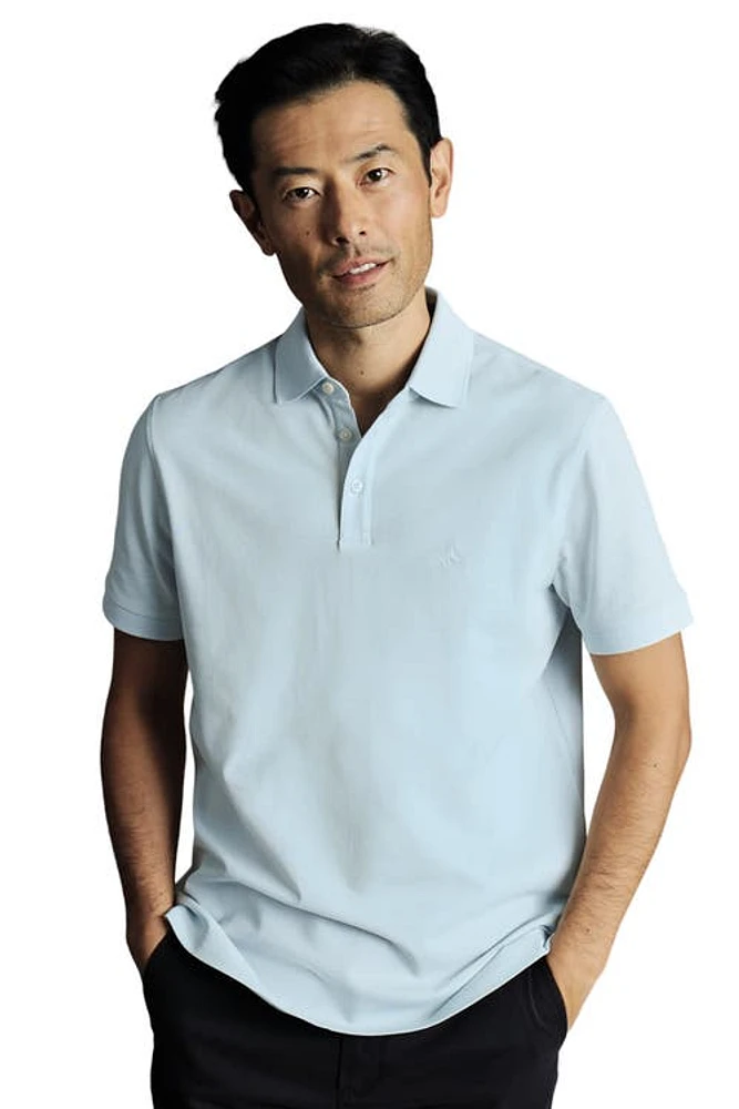 Charles Tyrwhitt Solid Short Sleeve Cotton Pique Polo Ice Blue at Nordstrom,