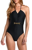 L'AGENCE Leila Halter One-Piece Swimsuit Black at Nordstrom,