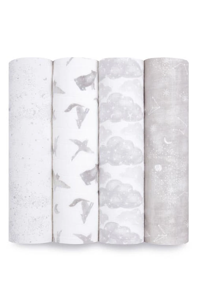 aden + anais 4-Pack Classic Swaddling Cloths in Map The Stars Grey at Nordstrom