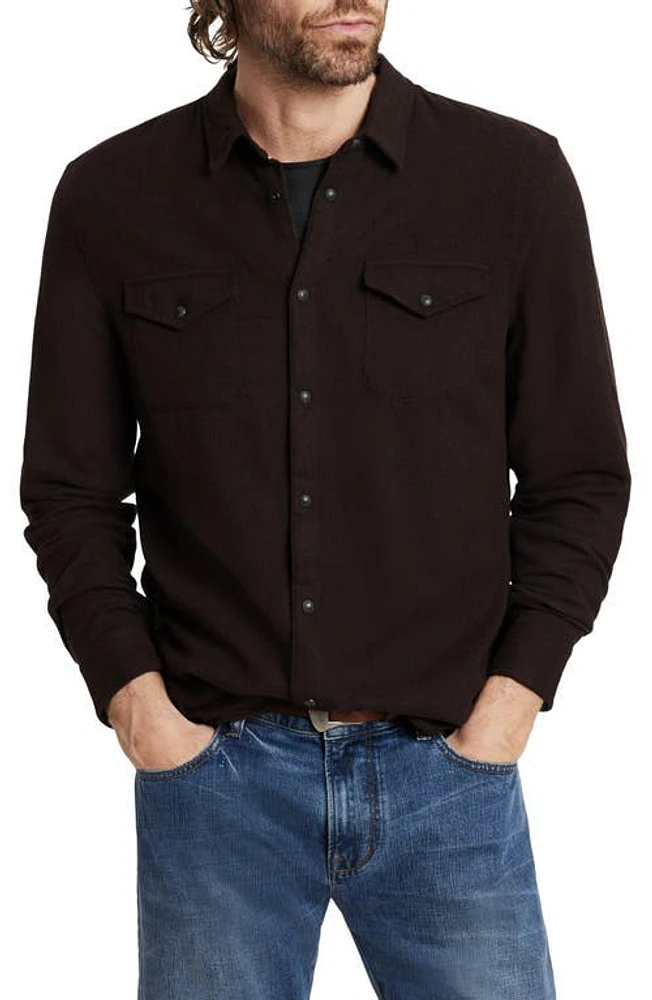 John Varvatos Marshal Cotton Western Shirt Chocolate at Nordstrom,