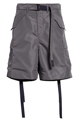 Sacai Nylon Twill Cargo Shorts Gray at Nordstrom,