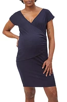 Stowaway Collection Drop Shoulder Maternity/Nursing Dress in Navy at Nordstrom