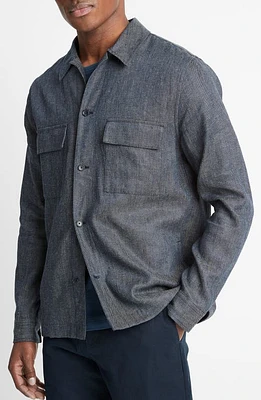 Vince Linen & Cotton Twill Shirt Jacket Dark Indigo at Nordstrom,