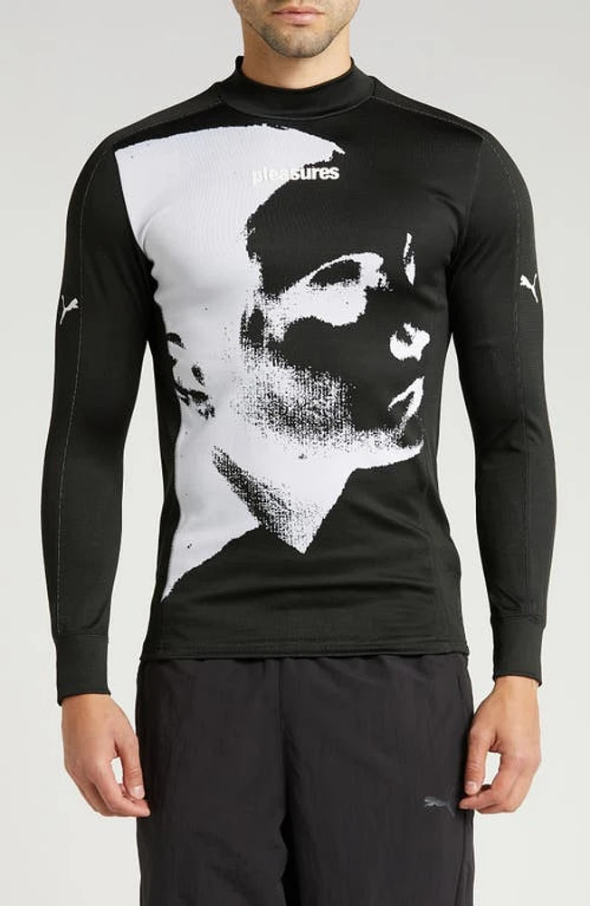 Puma x PLEASURES Long Sleeve Performance T-Shirt Black at Nordstrom,