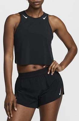 Nike AeroSwift Dri-FIT ADV Crop Running Tank Top Black/white at Nordstrom,